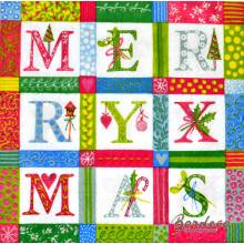 Serwetka do decoupage firmy PAPER+DESIGN  literki Merry Xmas 33x33cm